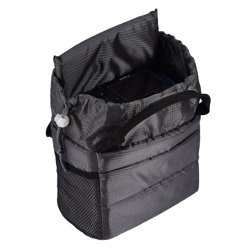 Serounder Padded DSLR/SLR Camera, Portable Insert Partition Camera Handbag Shockproof Protective Case Carrying Pouch for DSLR Camera/Lens(Gray) - Image 4